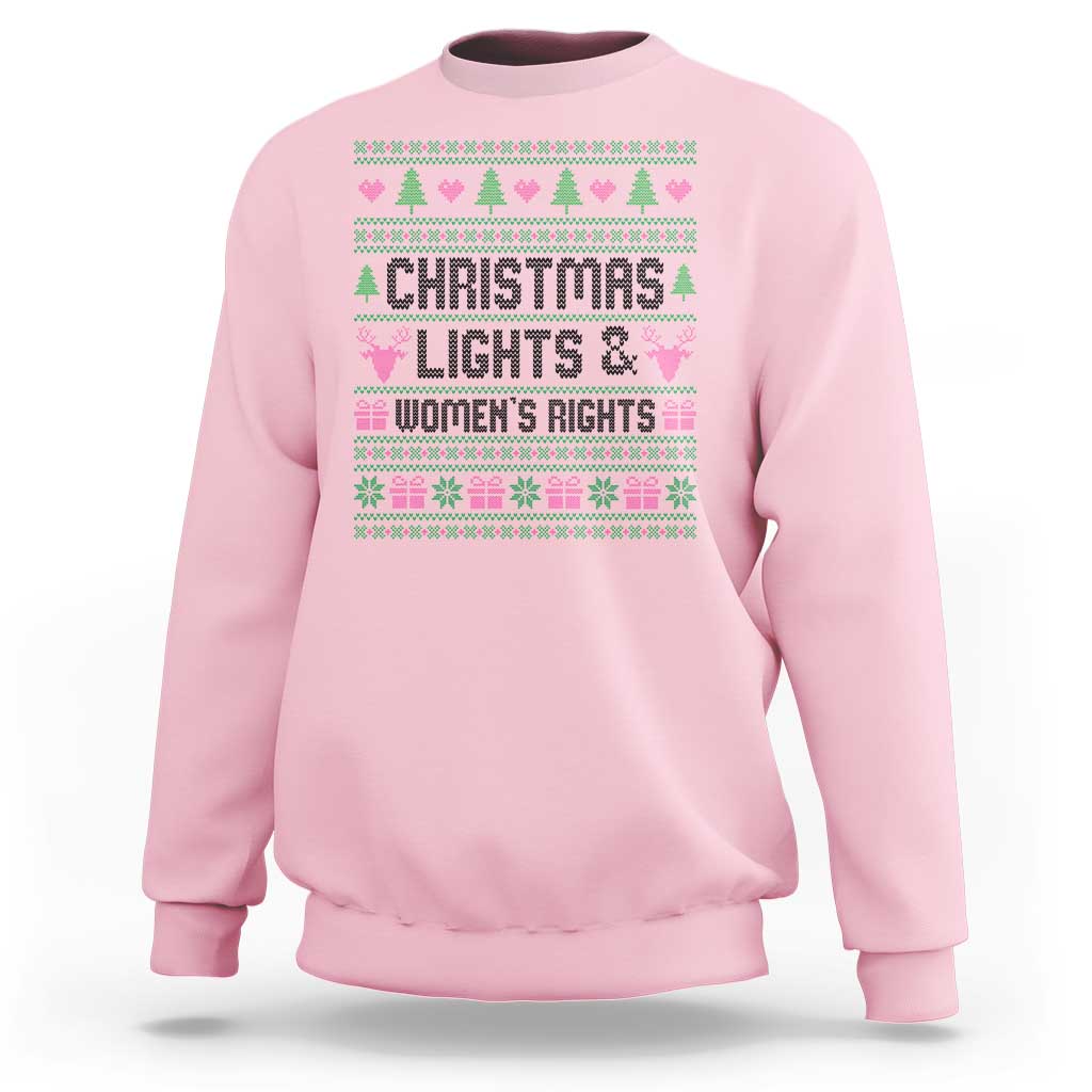 Christmas Lights And Womens Rights Sweatshirt Equality Feminist Gift - Wonder Print Shop