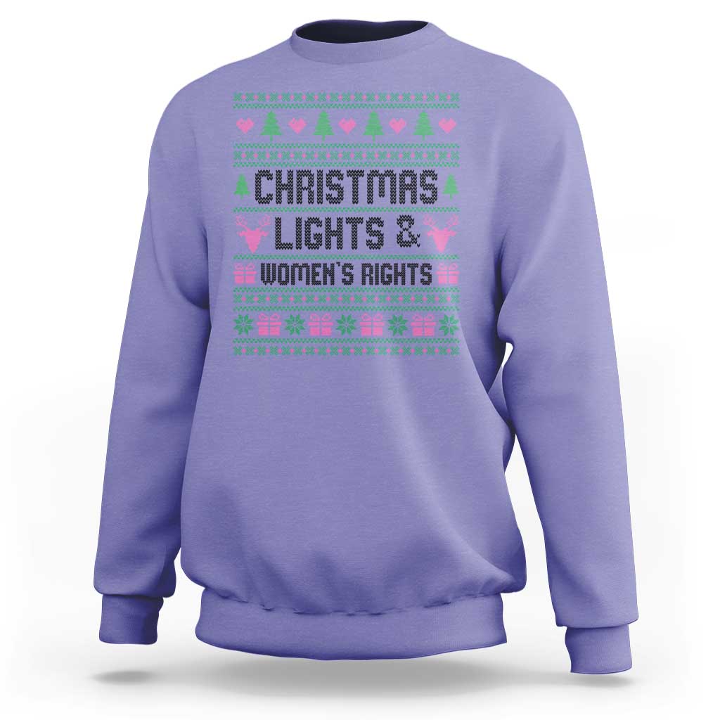Christmas Lights And Womens Rights Sweatshirt Equality Feminist Gift - Wonder Print Shop