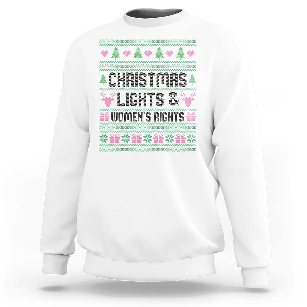 Christmas Lights And Womens Rights Sweatshirt Equality Feminist Gift - Wonder Print Shop