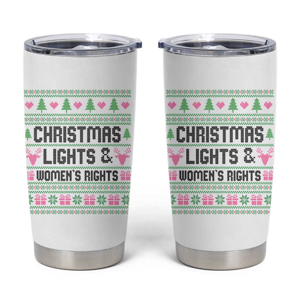 Christmas Lights And Womens Rights Tumbler Cup Equality Feminist Gift - Wonder Print Shop