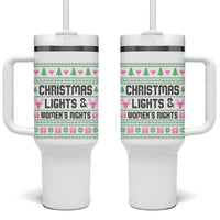Christmas Lights And Womens Rights Tumbler With Handle Equality Feminist Gift - Wonder Print Shop