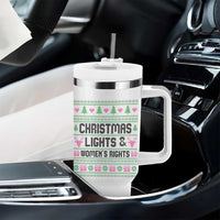 Christmas Lights And Womens Rights Tumbler With Handle Equality Feminist Gift - Wonder Print Shop