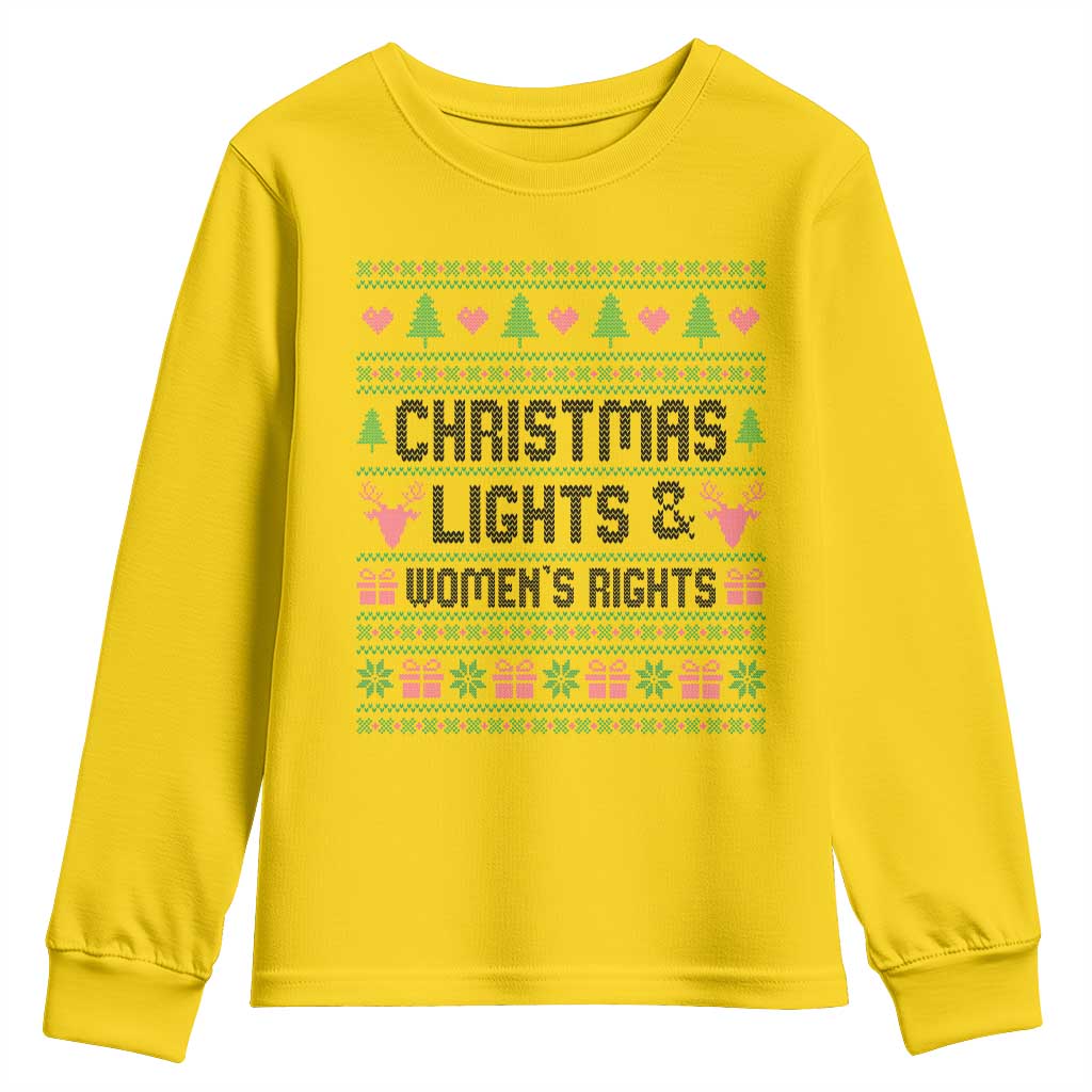 Christmas Lights And Womens Rights Youth Sweatshirt Equality Feminist Gift - Wonder Print Shop