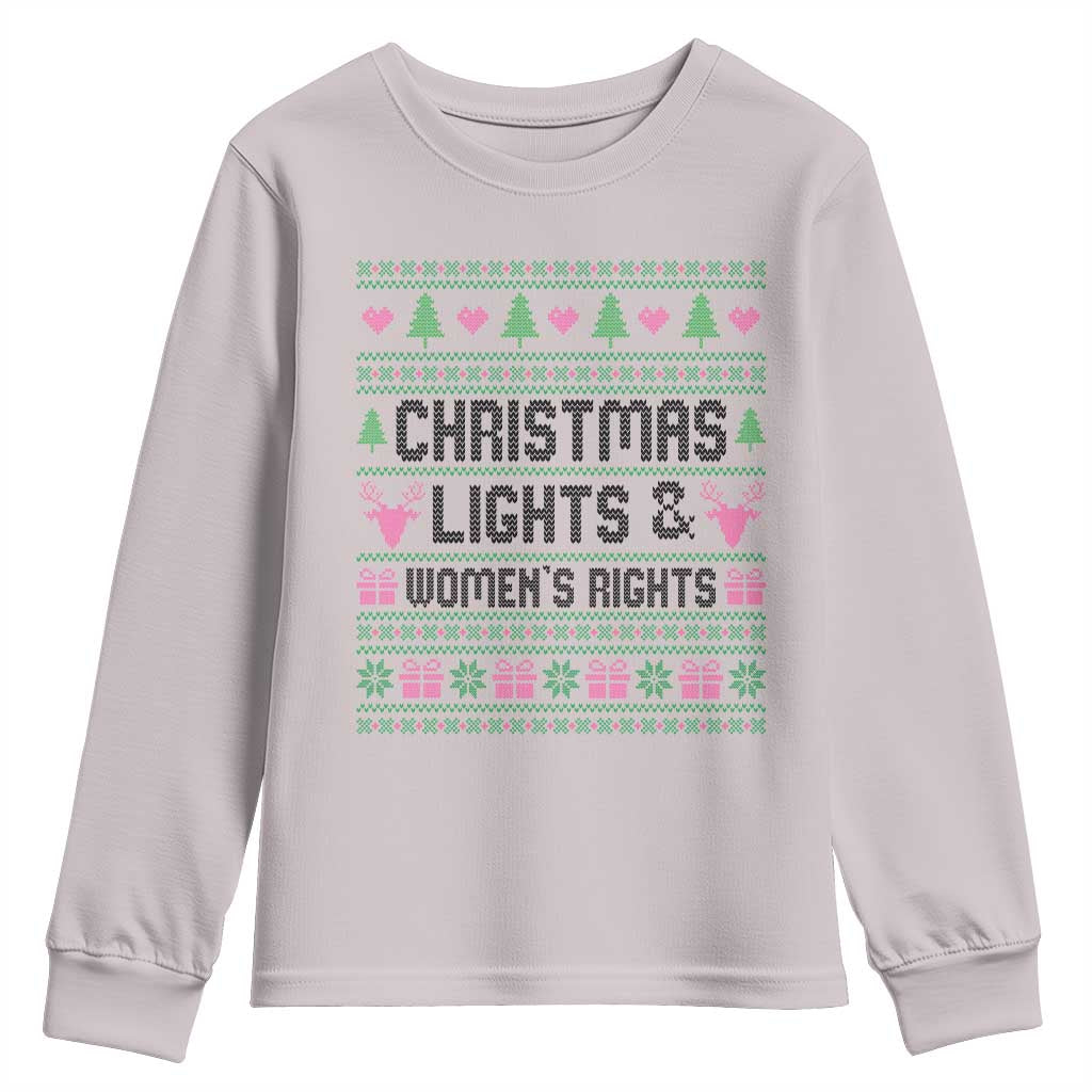 Christmas Lights And Womens Rights Youth Sweatshirt Equality Feminist Gift - Wonder Print Shop