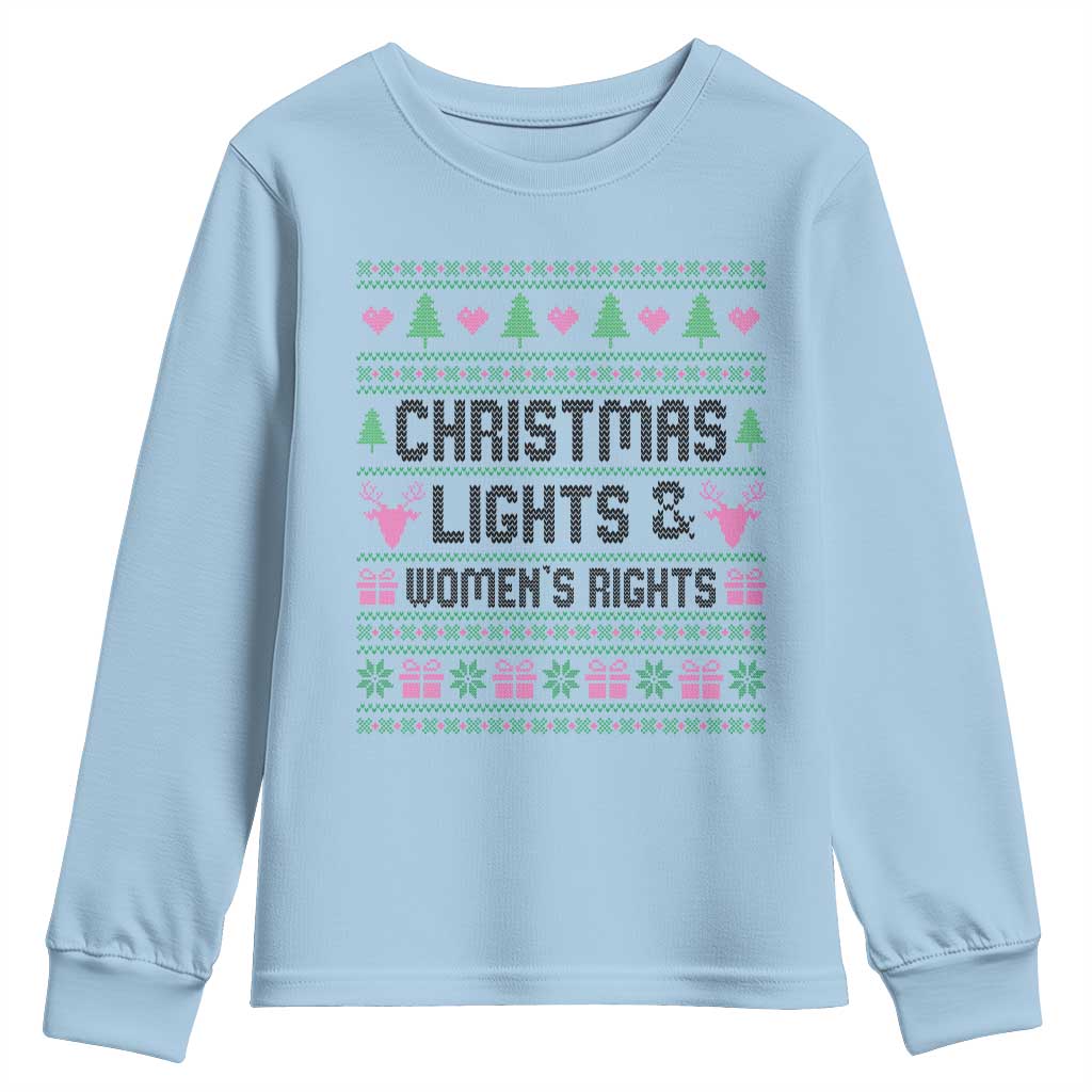 Christmas Lights And Womens Rights Youth Sweatshirt Equality Feminist Gift - Wonder Print Shop