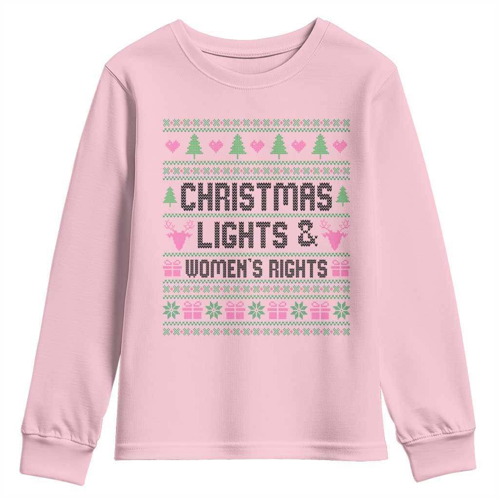 Christmas Lights And Womens Rights Youth Sweatshirt Equality Feminist Gift - Wonder Print Shop