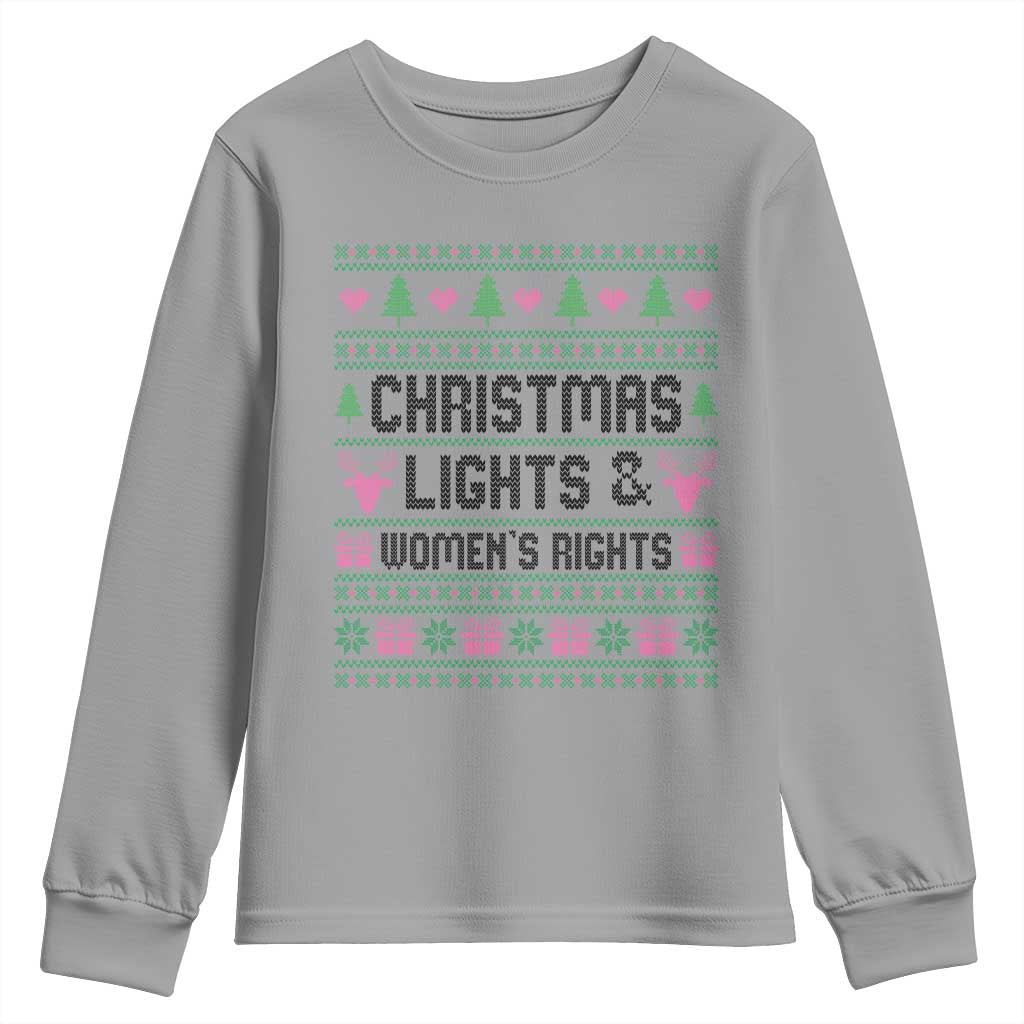 Christmas Lights And Womens Rights Youth Sweatshirt Equality Feminist Gift - Wonder Print Shop