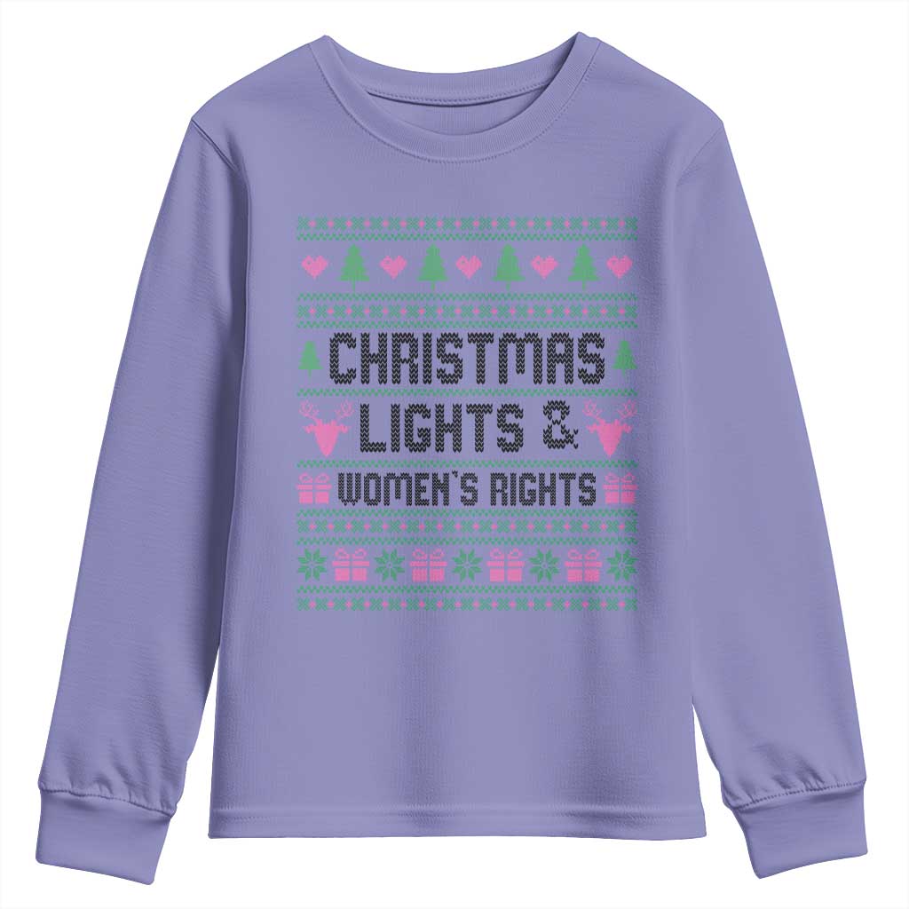Christmas Lights And Womens Rights Youth Sweatshirt Equality Feminist Gift - Wonder Print Shop