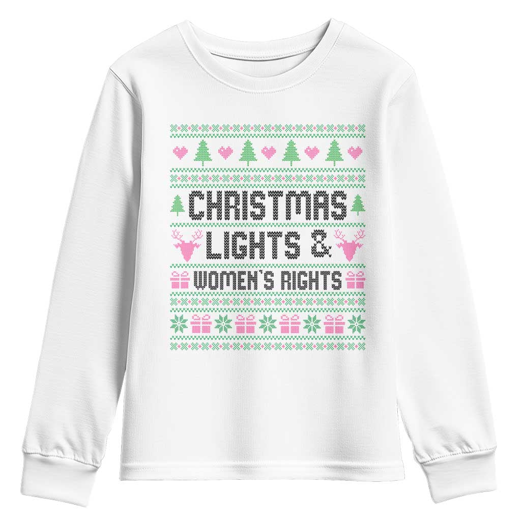 Christmas Lights And Womens Rights Youth Sweatshirt Equality Feminist Gift - Wonder Print Shop