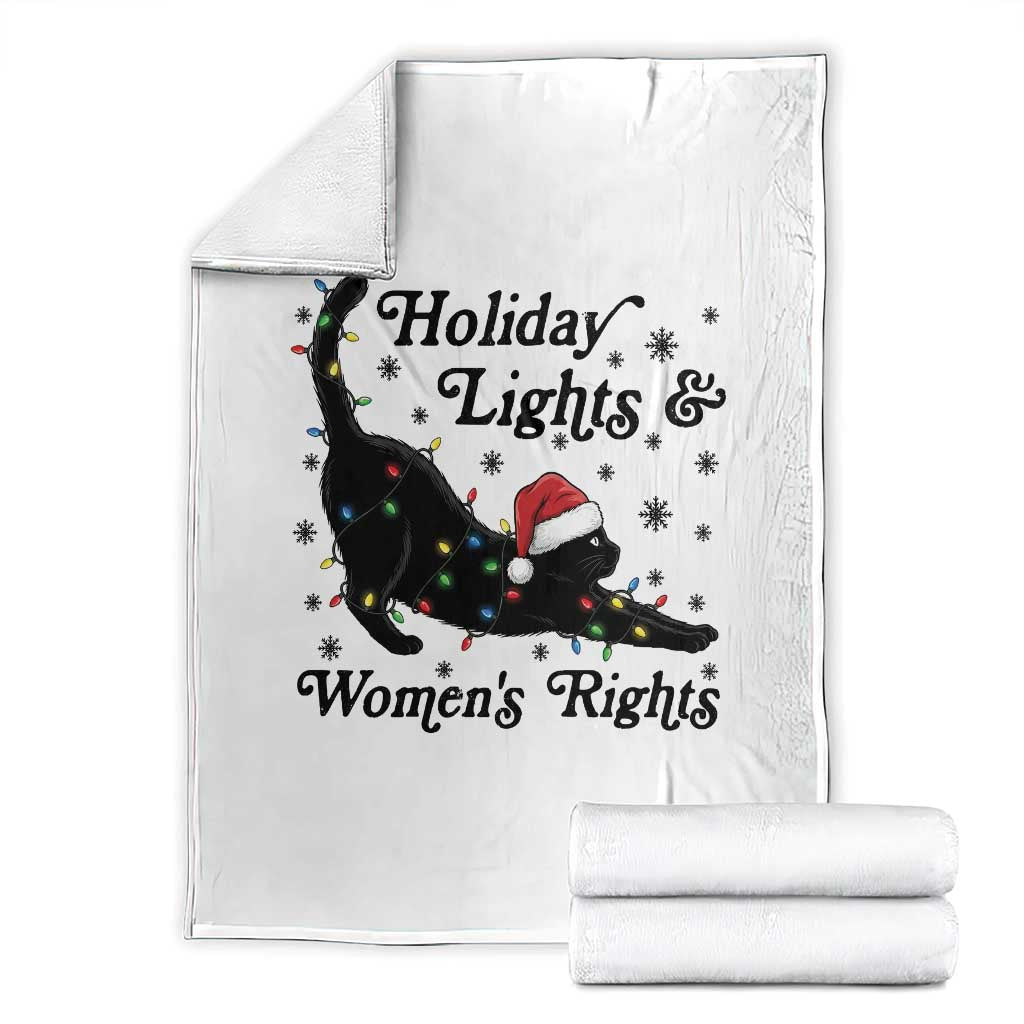Sexy Cat Holiday Lights Womens Rights Supporter Throw Blanket Christmas Feminist Gift - Wonder Print Shop
