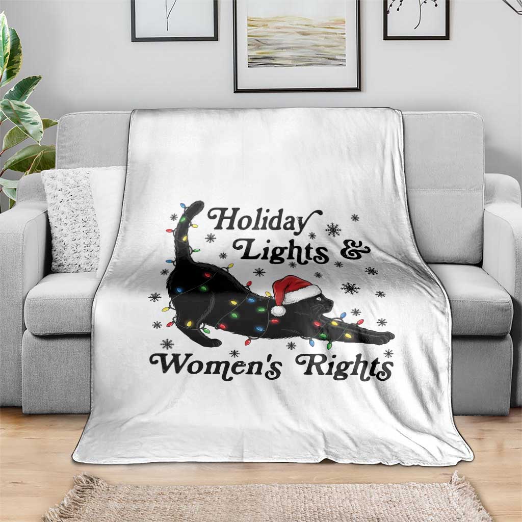 Sexy Cat Holiday Lights Womens Rights Supporter Throw Blanket Christmas Feminist Gift - Wonder Print Shop