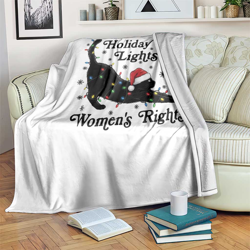 Sexy Cat Holiday Lights Womens Rights Supporter Throw Blanket Christmas Feminist Gift - Wonder Print Shop
