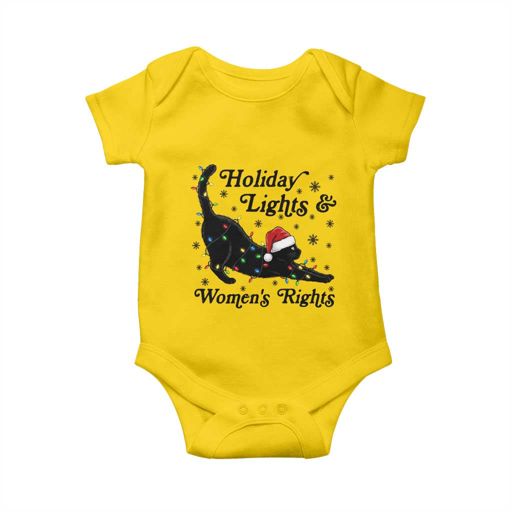 Sexy Cat Holiday Lights Womens Rights Supporter Baby Onesie Christmas Feminist Gift - Wonder Print Shop