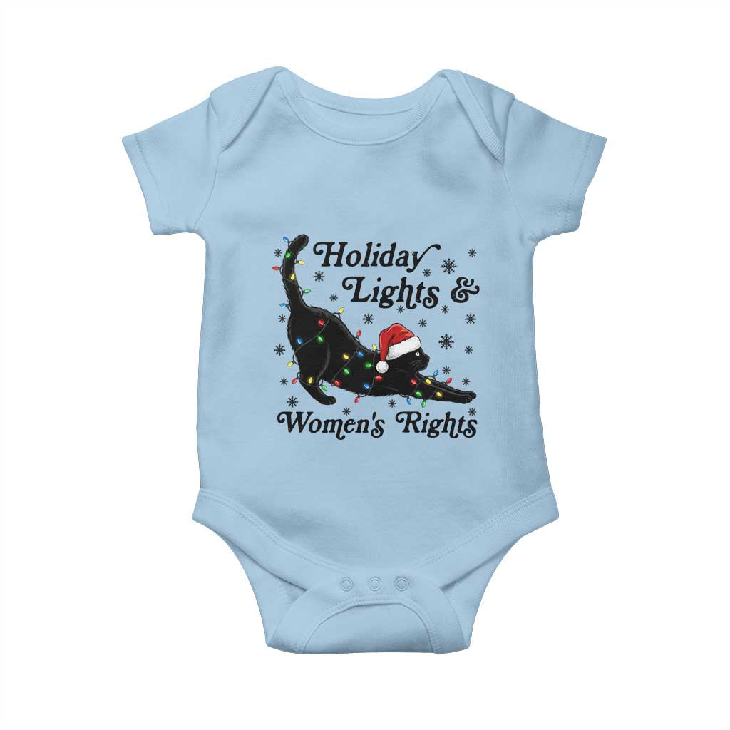 Sexy Cat Holiday Lights Womens Rights Supporter Baby Onesie Christmas Feminist Gift - Wonder Print Shop