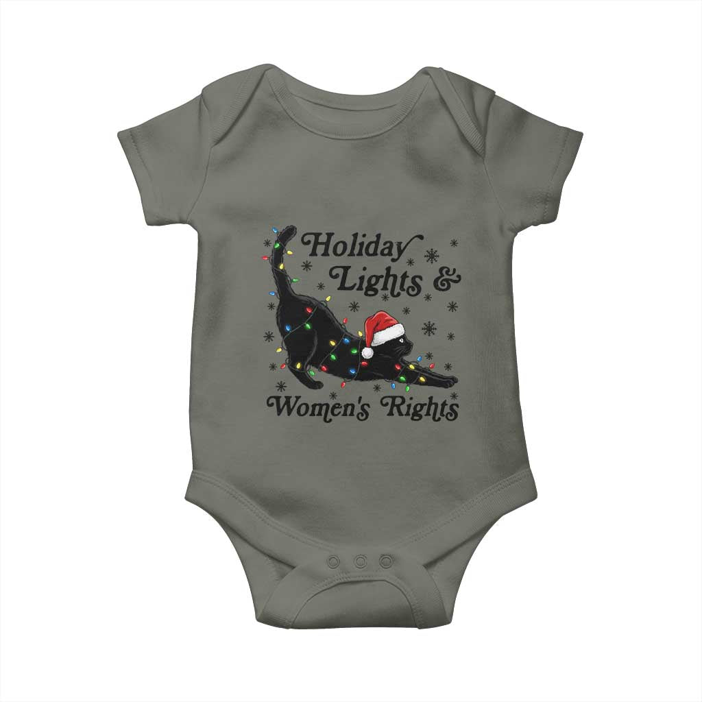 Sexy Cat Holiday Lights Womens Rights Supporter Baby Onesie Christmas Feminist Gift - Wonder Print Shop