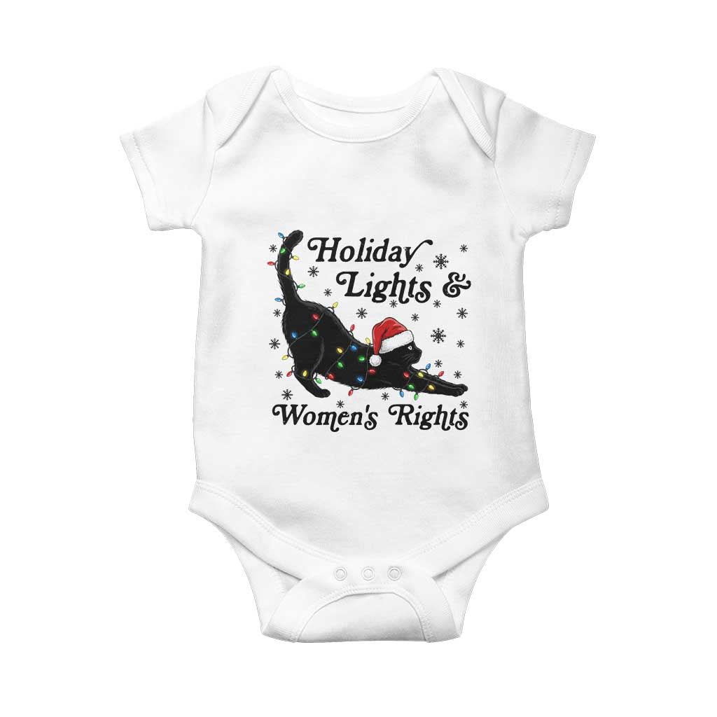 Sexy Cat Holiday Lights Womens Rights Supporter Baby Onesie Christmas Feminist Gift - Wonder Print Shop