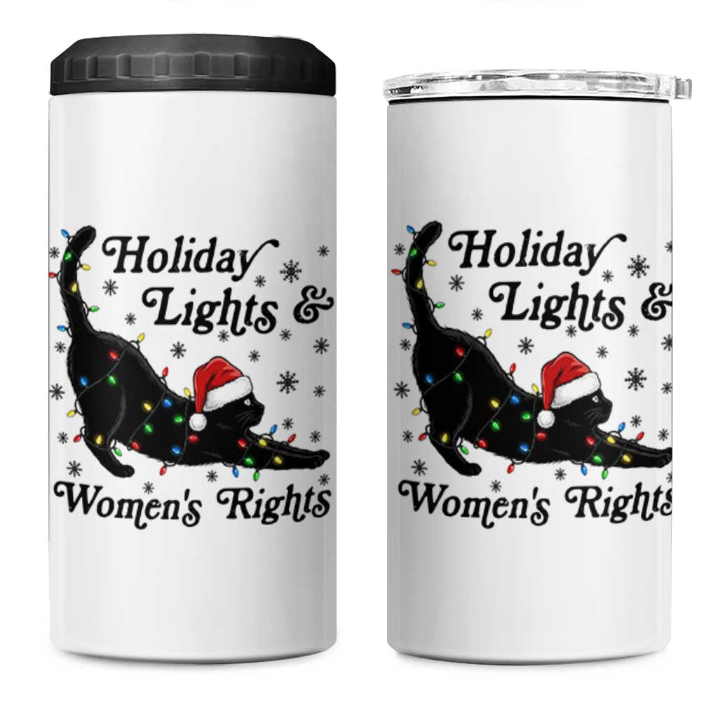 Sexy Cat Holiday Lights Womens Rights Supporter 4 in 1 Can Cooler Tumbler Christmas Feminist Gift - Wonder Print Shop