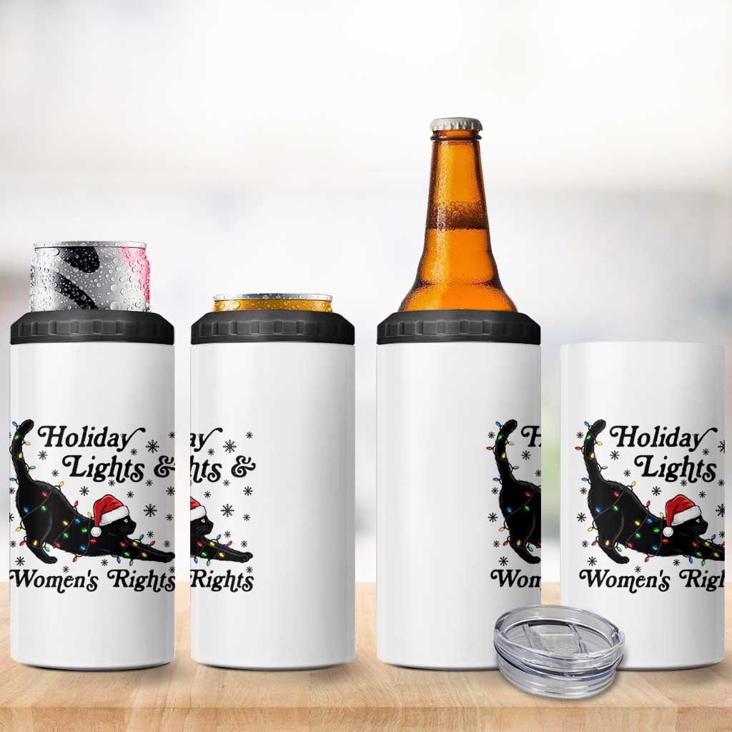 Sexy Cat Holiday Lights Womens Rights Supporter 4 in 1 Can Cooler Tumbler Christmas Feminist Gift - Wonder Print Shop