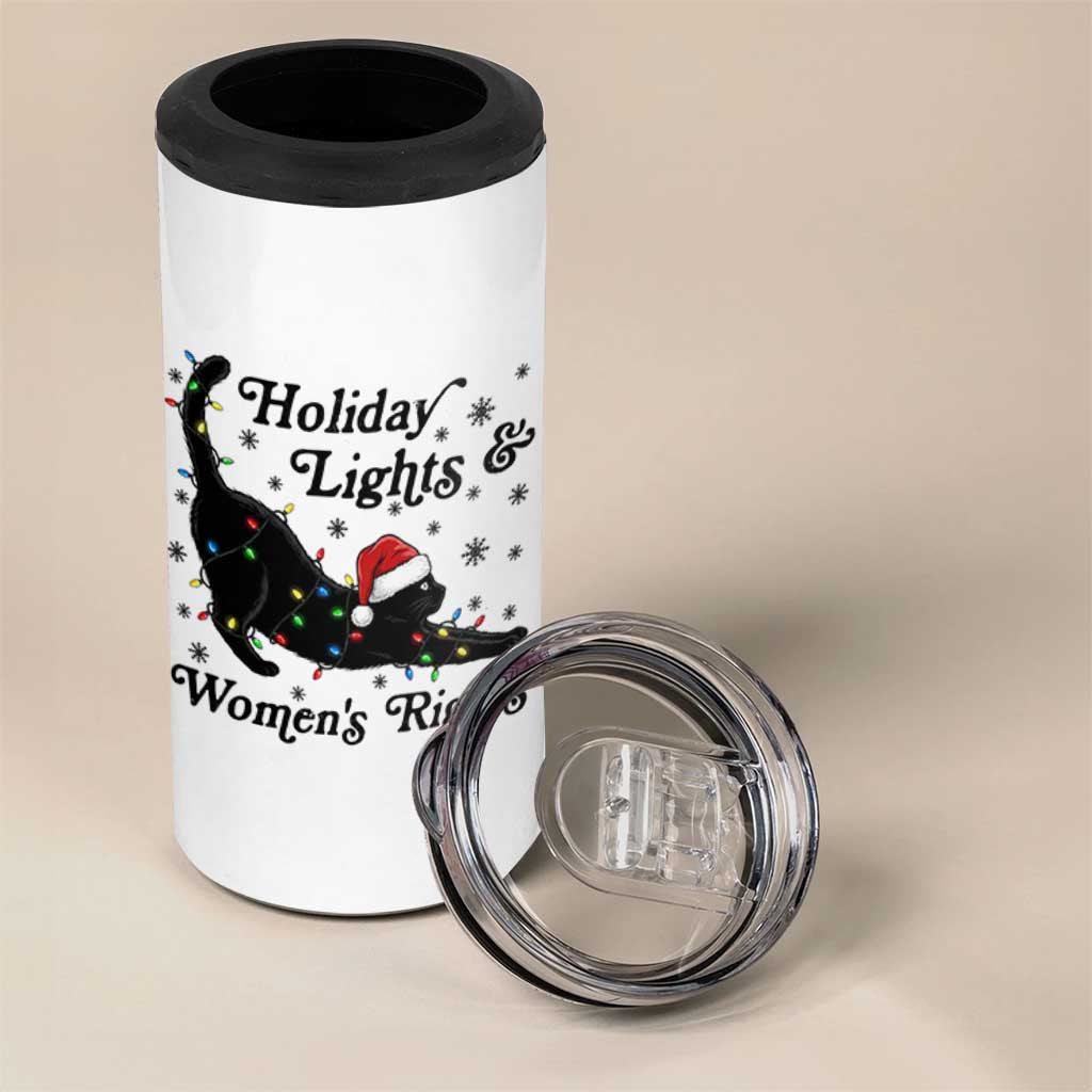 Sexy Cat Holiday Lights Womens Rights Supporter 4 in 1 Can Cooler Tumbler Christmas Feminist Gift - Wonder Print Shop