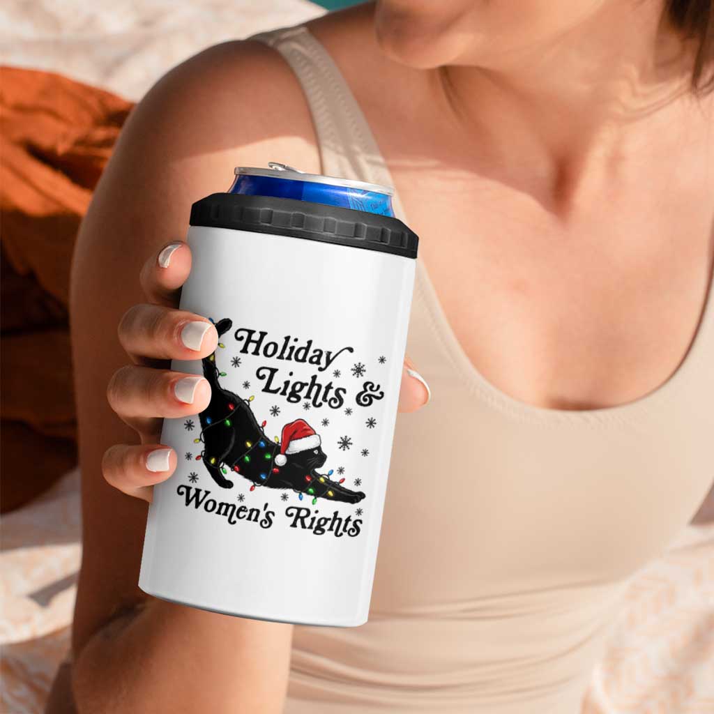 Sexy Cat Holiday Lights Womens Rights Supporter 4 in 1 Can Cooler Tumbler Christmas Feminist Gift - Wonder Print Shop