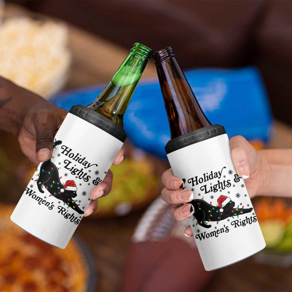 Sexy Cat Holiday Lights Womens Rights Supporter 4 in 1 Can Cooler Tumbler Christmas Feminist Gift - Wonder Print Shop