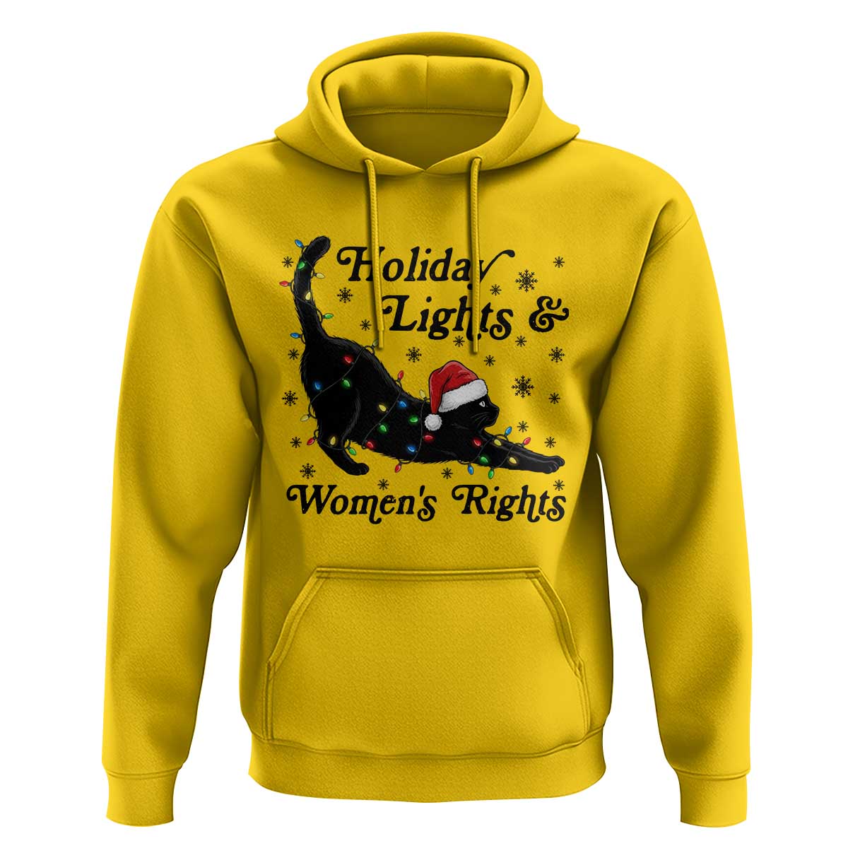Sexy Cat Holiday Lights Womens Rights Supporter Hoodie Christmas Feminist Gift - Wonder Print Shop