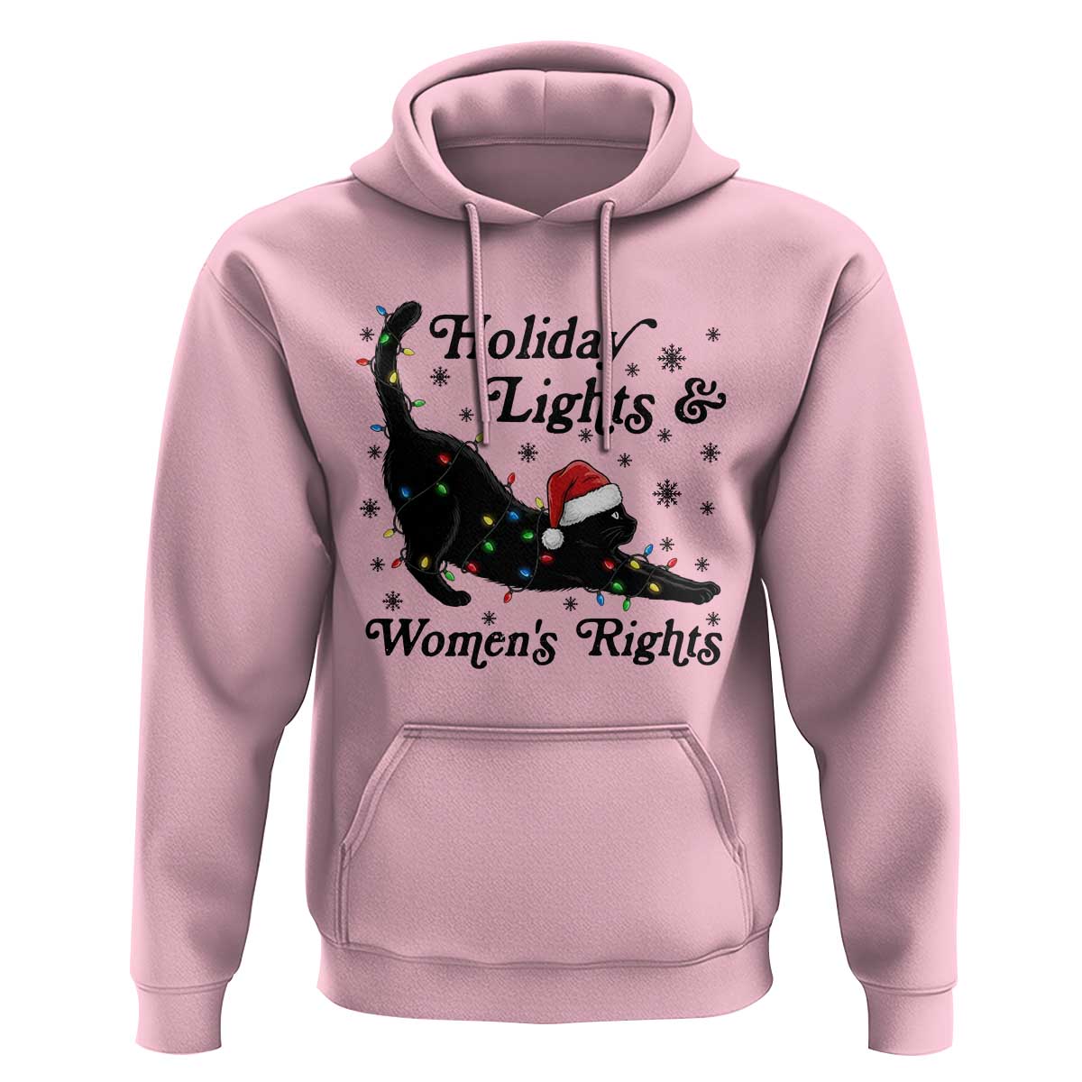 Sexy Cat Holiday Lights Womens Rights Supporter Hoodie Christmas Feminist Gift - Wonder Print Shop