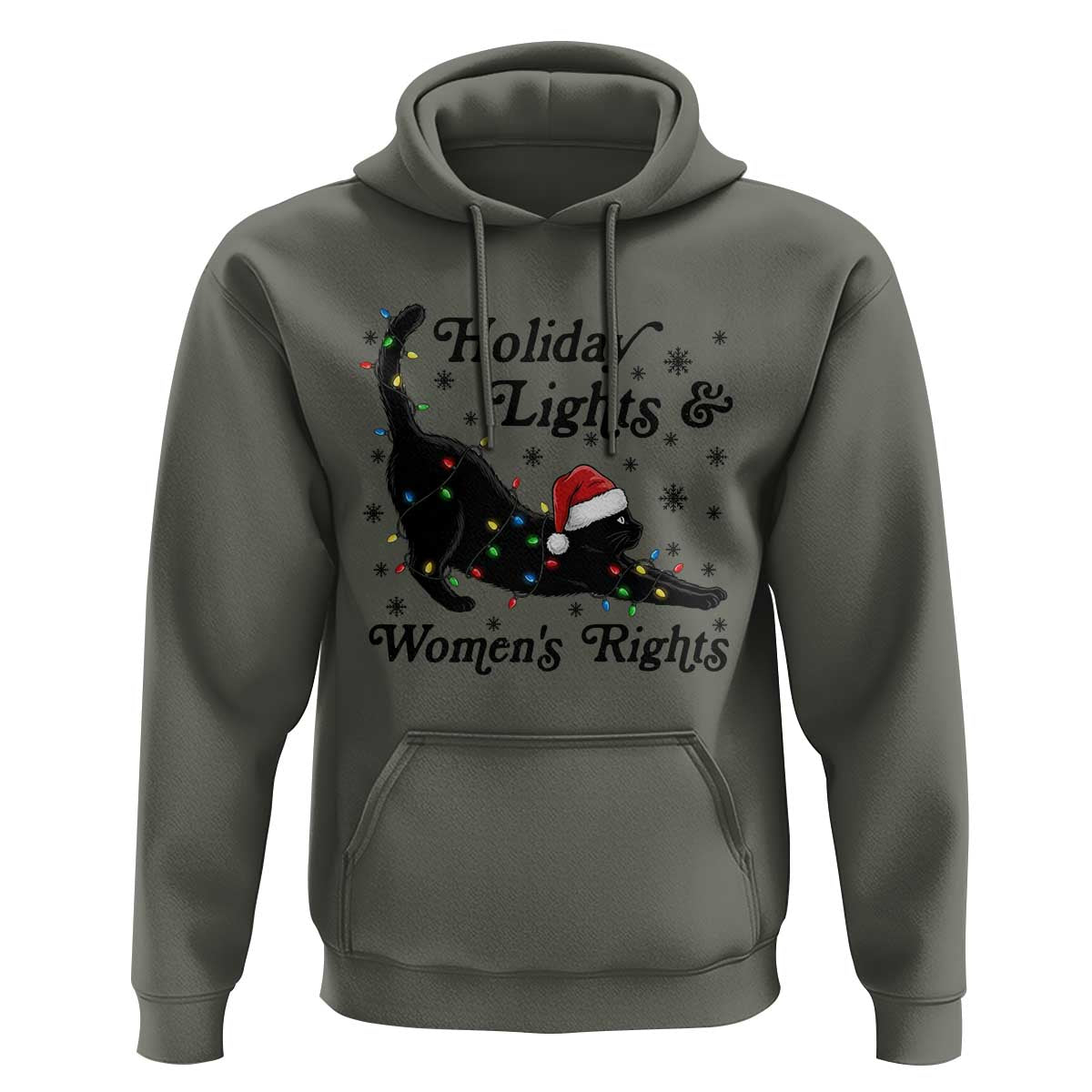 Sexy Cat Holiday Lights Womens Rights Supporter Hoodie Christmas Feminist Gift - Wonder Print Shop