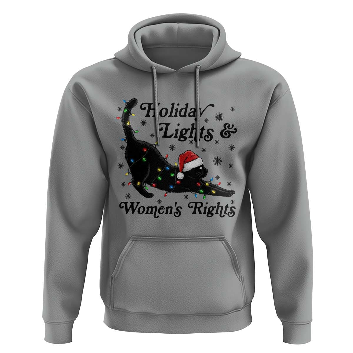 Sexy Cat Holiday Lights Womens Rights Supporter Hoodie Christmas Feminist Gift - Wonder Print Shop