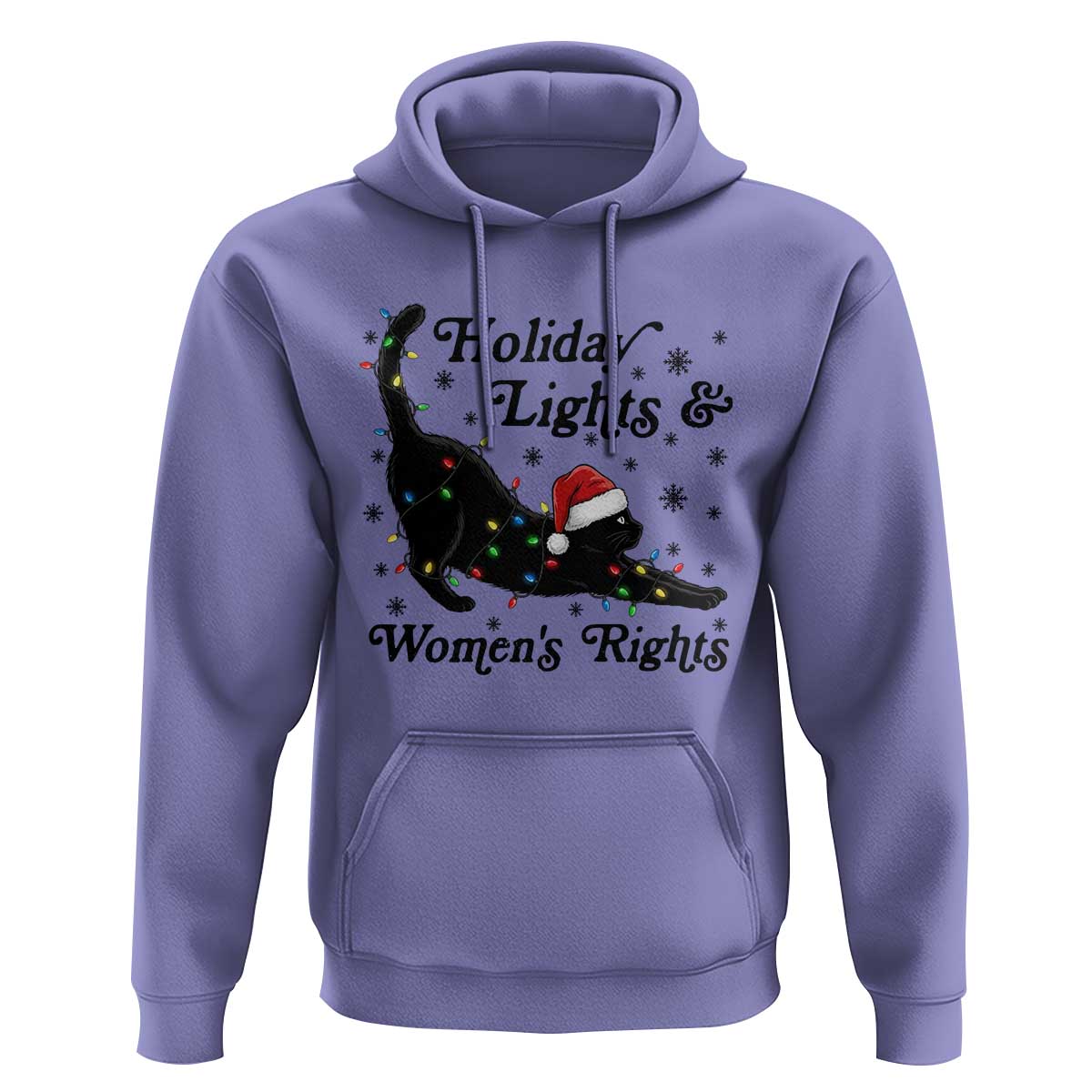 Sexy Cat Holiday Lights Womens Rights Supporter Hoodie Christmas Feminist Gift - Wonder Print Shop