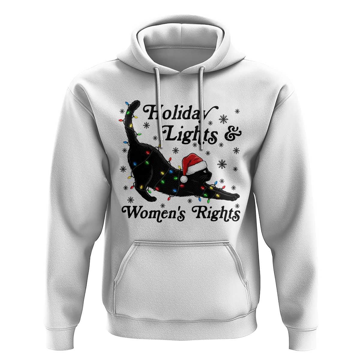 Sexy Cat Holiday Lights Womens Rights Supporter Hoodie Christmas Feminist Gift - Wonder Print Shop