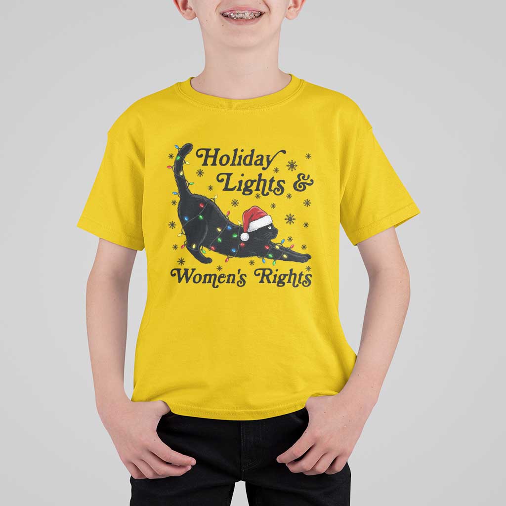 Sexy Cat Holiday Lights Womens Rights Supporter T Shirt For Kid Christmas Feminist Gift - Wonder Print Shop
