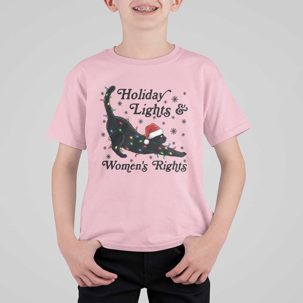 Sexy Cat Holiday Lights Womens Rights Supporter T Shirt For Kid Christmas Feminist Gift - Wonder Print Shop