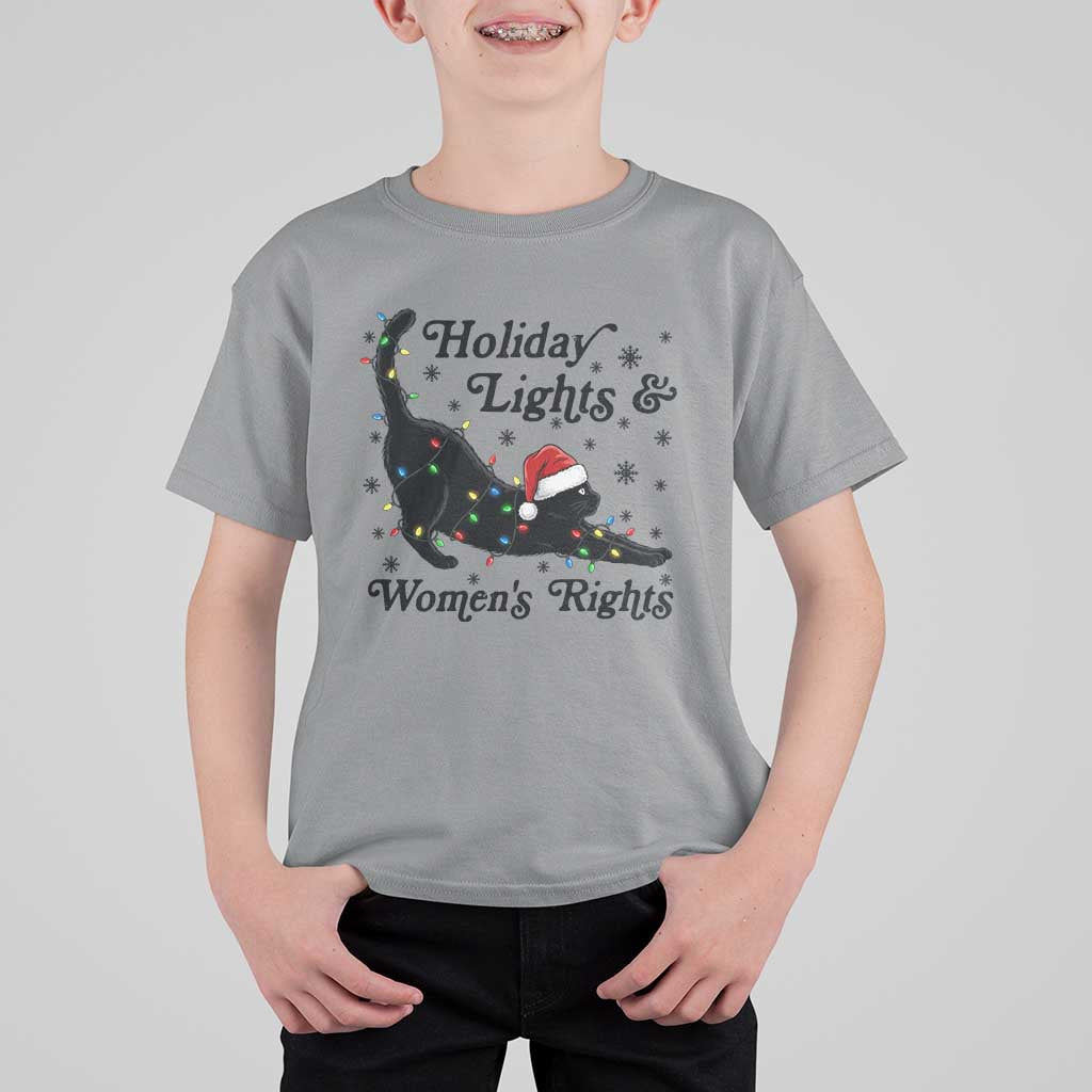 Sexy Cat Holiday Lights Womens Rights Supporter T Shirt For Kid Christmas Feminist Gift - Wonder Print Shop