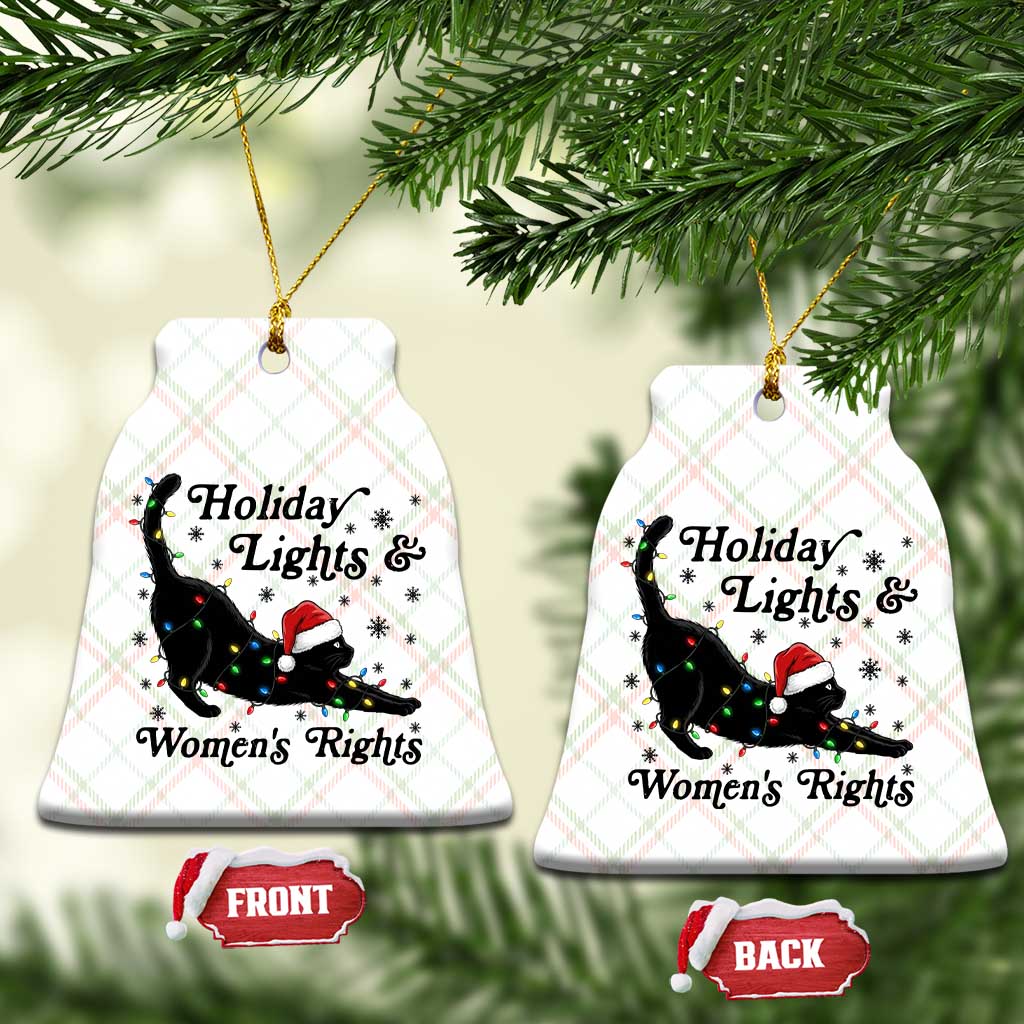 Sexy Cat Holiday Lights Womens Rights Supporter Ceramic Ornament Christmas Feminist Gift - Wonder Print Shop