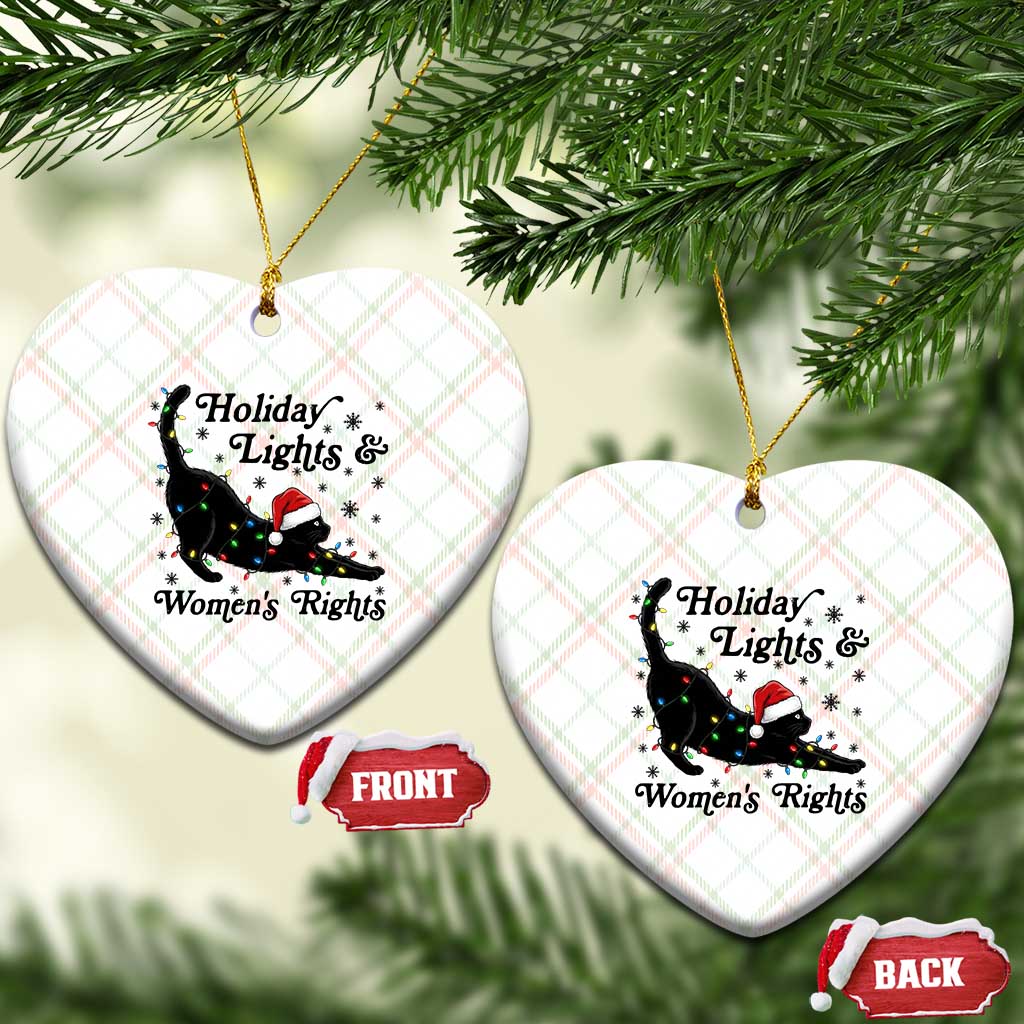 Sexy Cat Holiday Lights Womens Rights Supporter Ceramic Ornament Christmas Feminist Gift - Wonder Print Shop