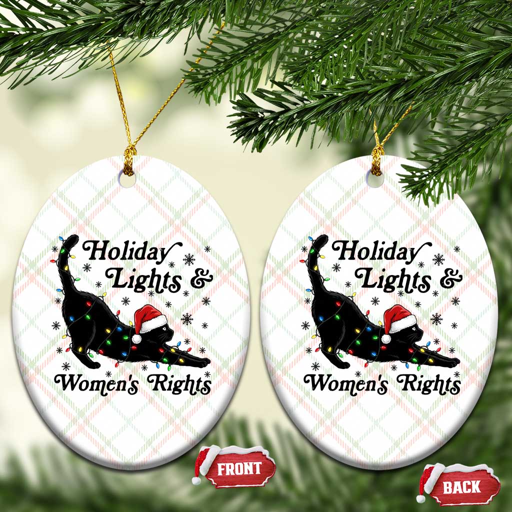 Sexy Cat Holiday Lights Womens Rights Supporter Ceramic Ornament Christmas Feminist Gift - Wonder Print Shop