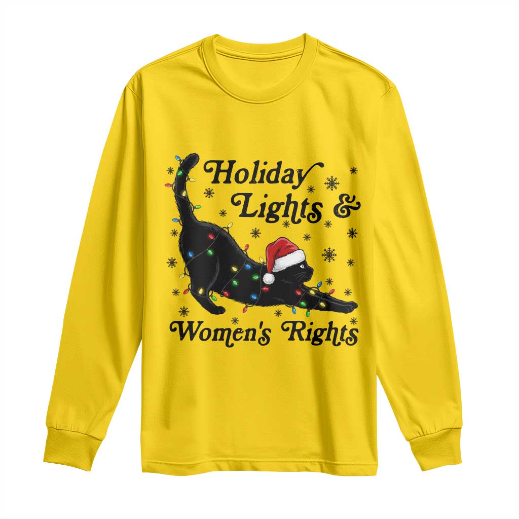 Sexy Cat Holiday Lights Womens Rights Supporter Long Sleeve Shirt Christmas Feminist Gift - Wonder Print Shop