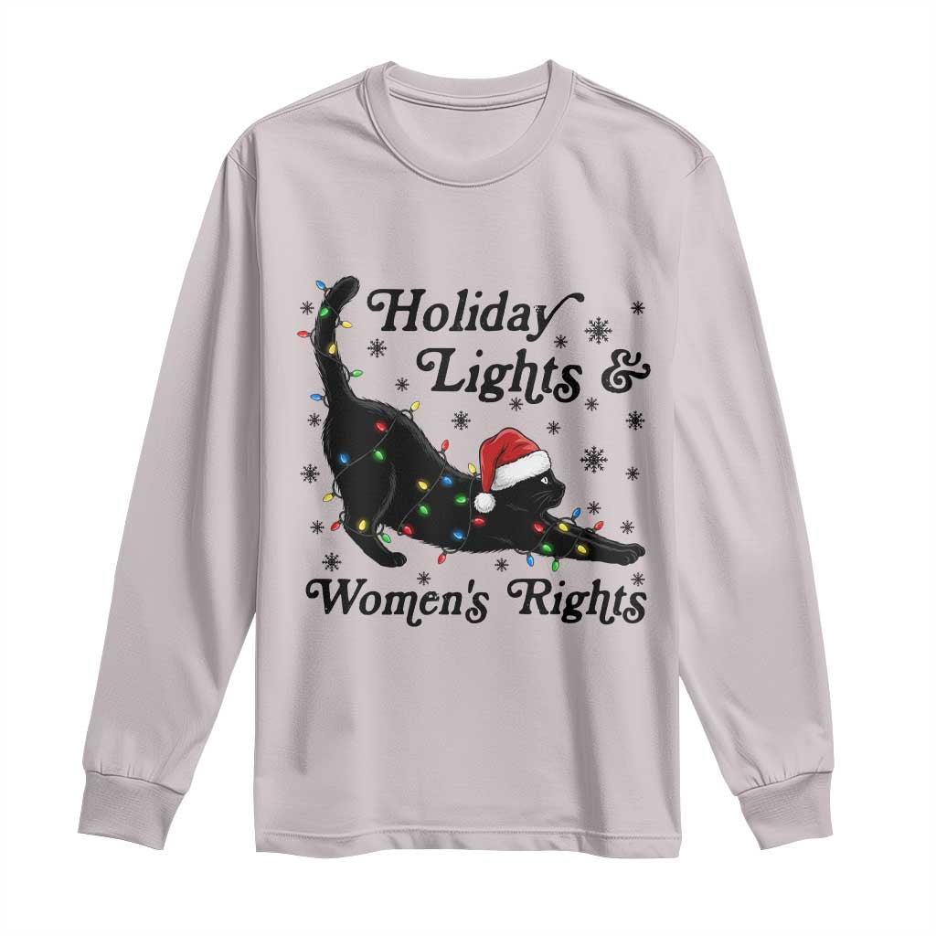 Sexy Cat Holiday Lights Womens Rights Supporter Long Sleeve Shirt Christmas Feminist Gift - Wonder Print Shop