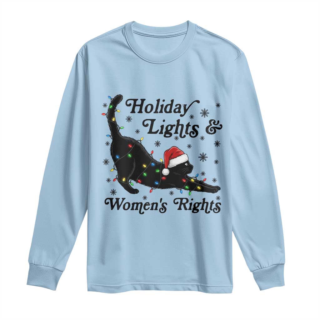 Sexy Cat Holiday Lights Womens Rights Supporter Long Sleeve Shirt Christmas Feminist Gift - Wonder Print Shop
