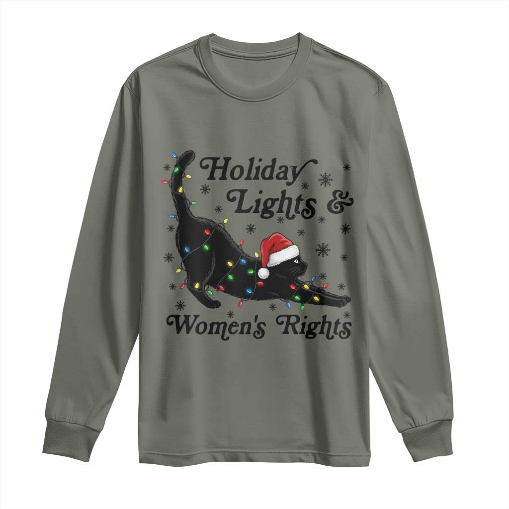 Sexy Cat Holiday Lights Womens Rights Supporter Long Sleeve Shirt Christmas Feminist Gift - Wonder Print Shop