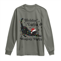Sexy Cat Holiday Lights Womens Rights Supporter Long Sleeve Shirt Christmas Feminist Gift - Wonder Print Shop