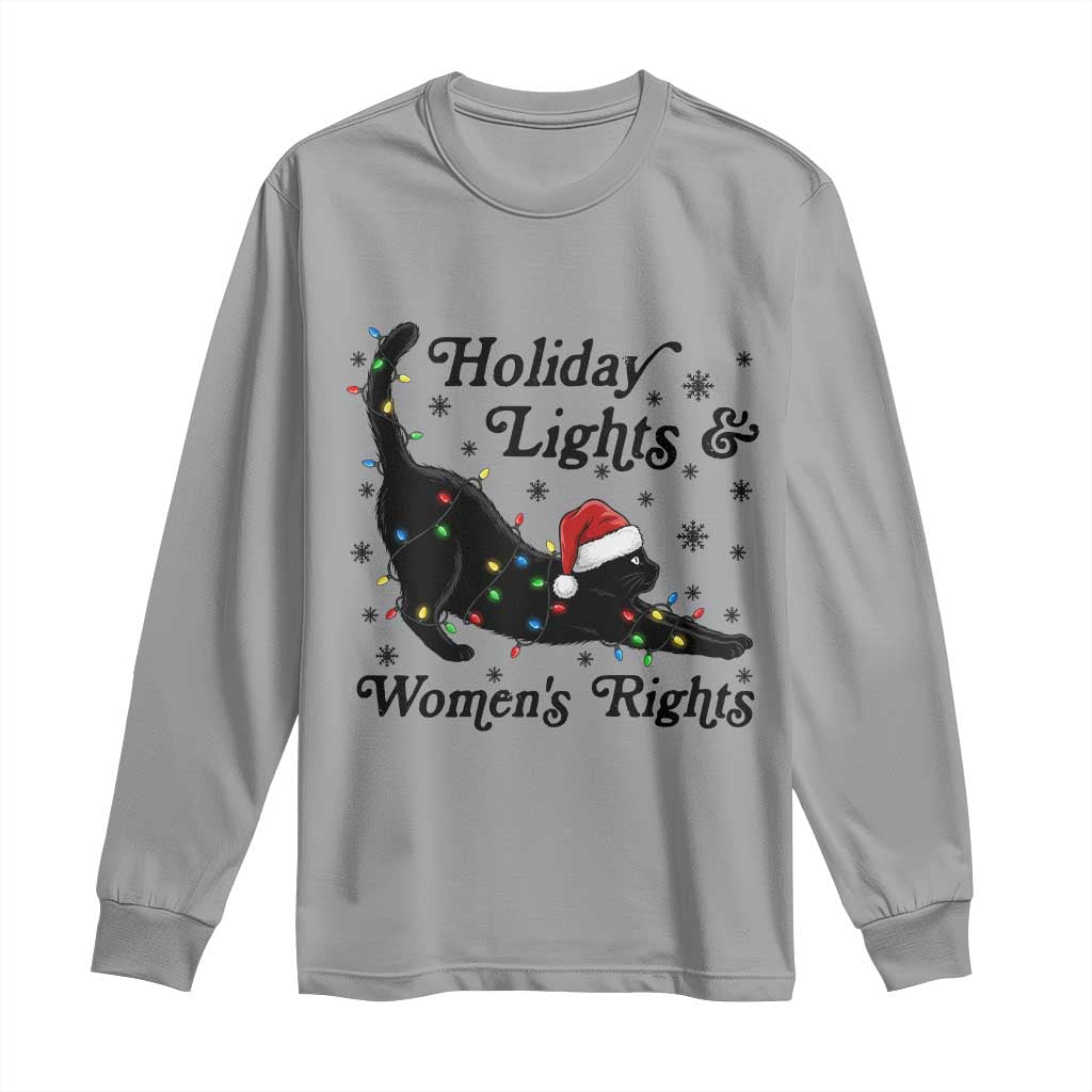 Sexy Cat Holiday Lights Womens Rights Supporter Long Sleeve Shirt Christmas Feminist Gift - Wonder Print Shop