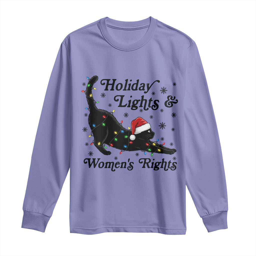Sexy Cat Holiday Lights Womens Rights Supporter Long Sleeve Shirt Christmas Feminist Gift - Wonder Print Shop
