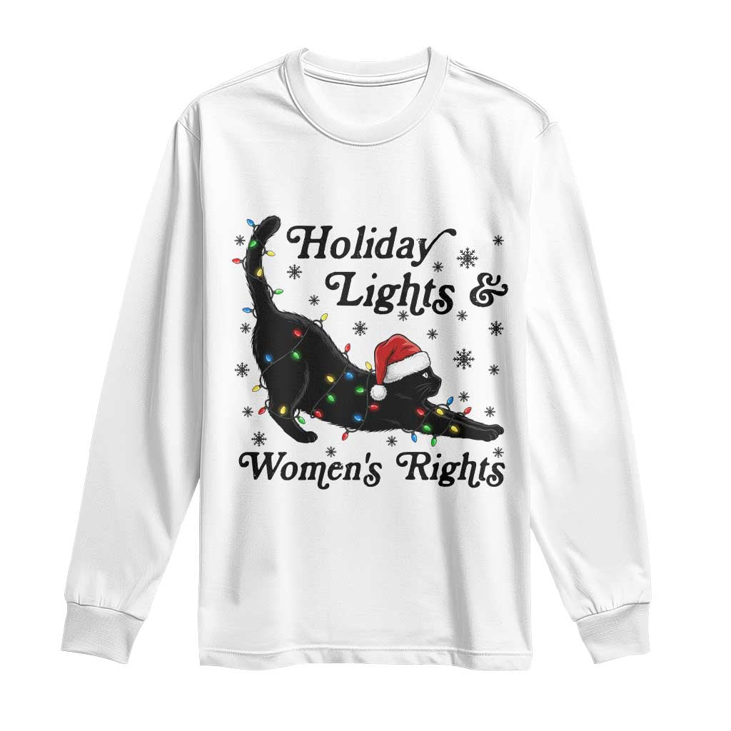 Sexy Cat Holiday Lights Womens Rights Supporter Long Sleeve Shirt Christmas Feminist Gift - Wonder Print Shop