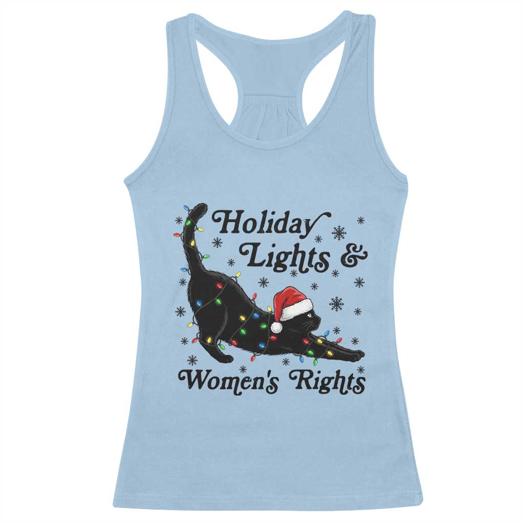 Sexy Cat Holiday Lights Womens Rights Supporter Racerback Tank Top Christmas Feminist Gift - Wonder Print Shop