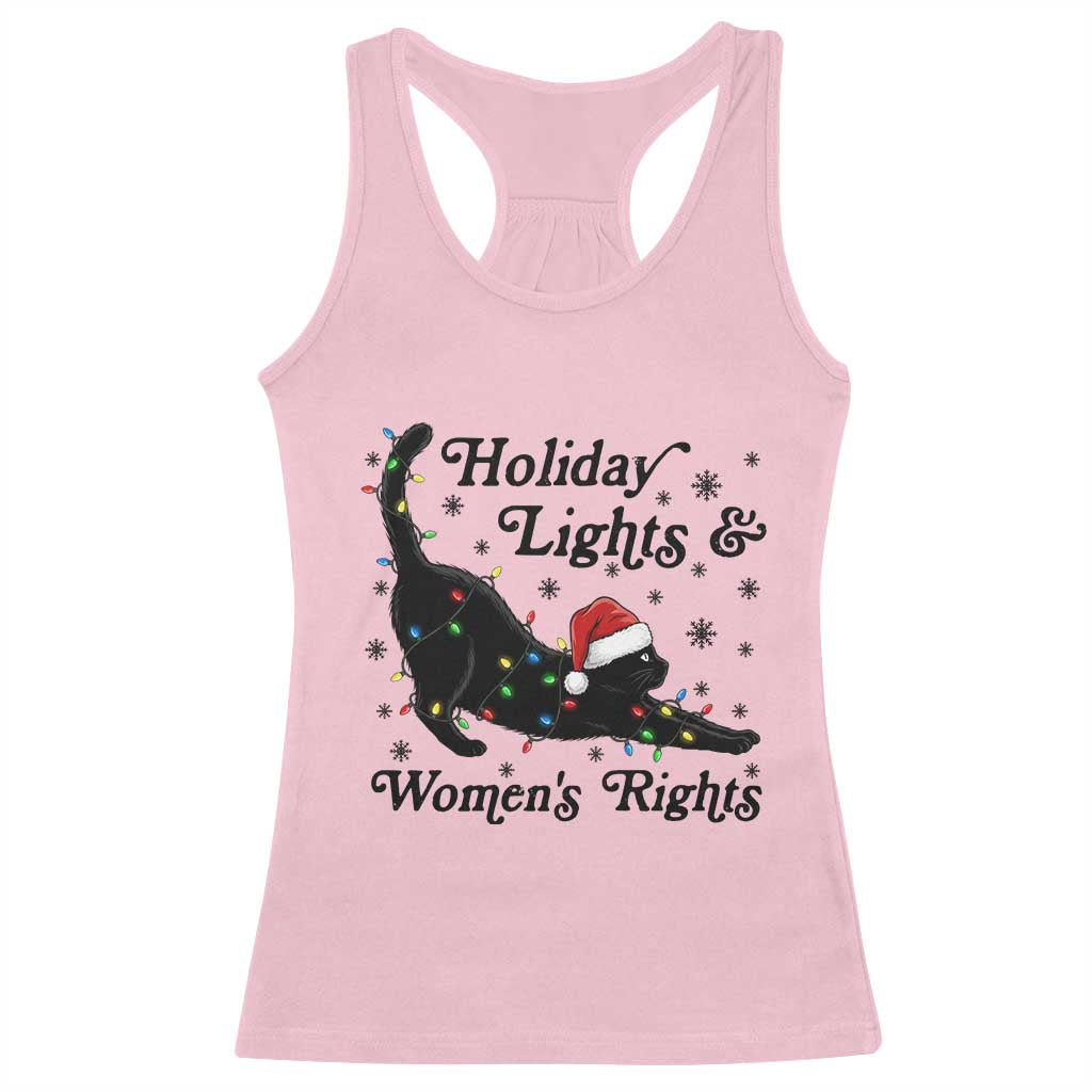 Sexy Cat Holiday Lights Womens Rights Supporter Racerback Tank Top Christmas Feminist Gift - Wonder Print Shop