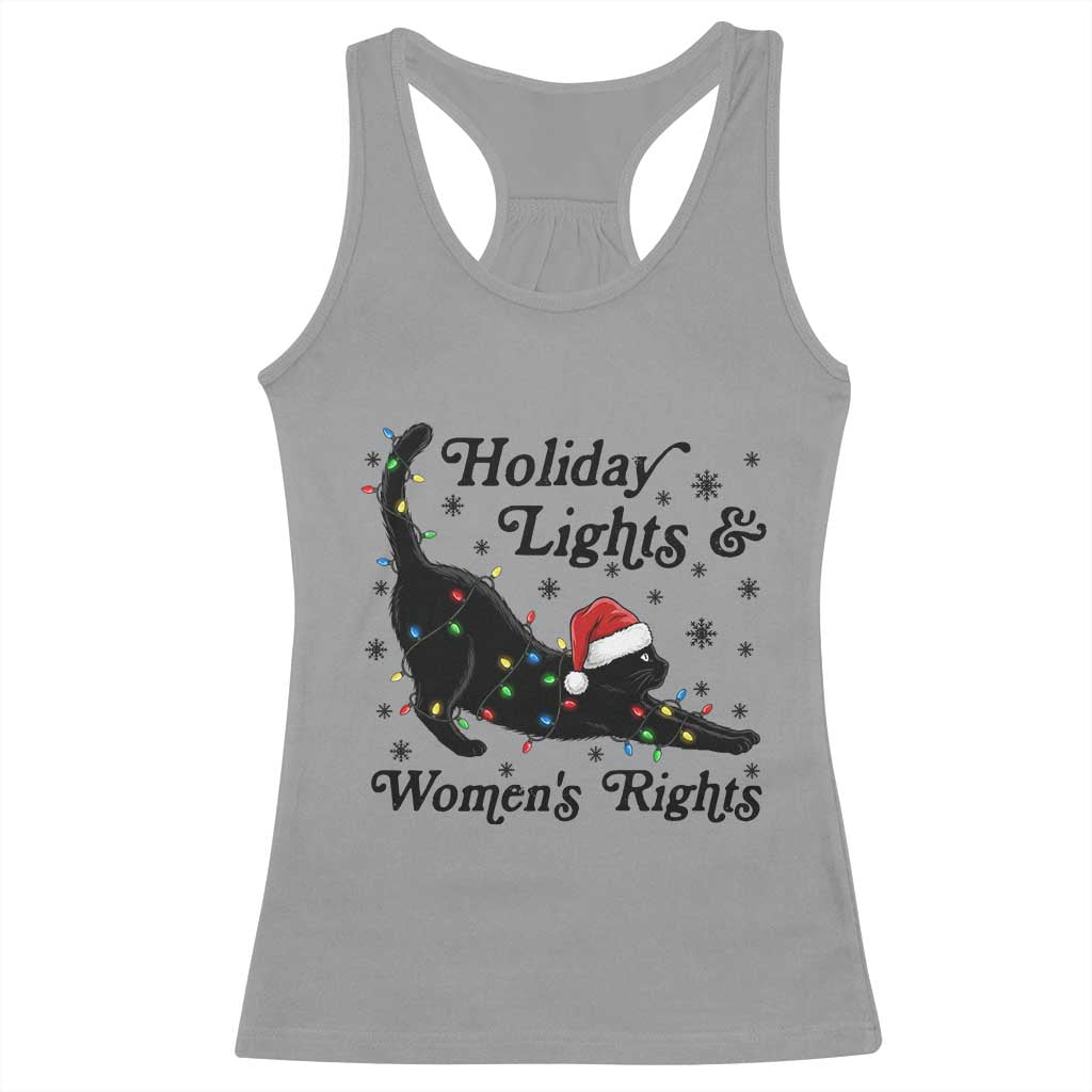 Sexy Cat Holiday Lights Womens Rights Supporter Racerback Tank Top Christmas Feminist Gift - Wonder Print Shop