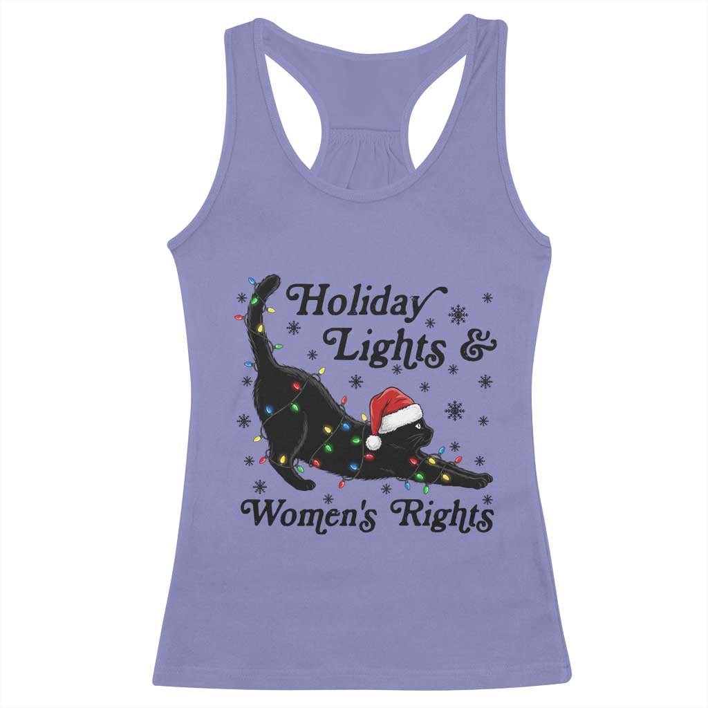 Sexy Cat Holiday Lights Womens Rights Supporter Racerback Tank Top Christmas Feminist Gift - Wonder Print Shop