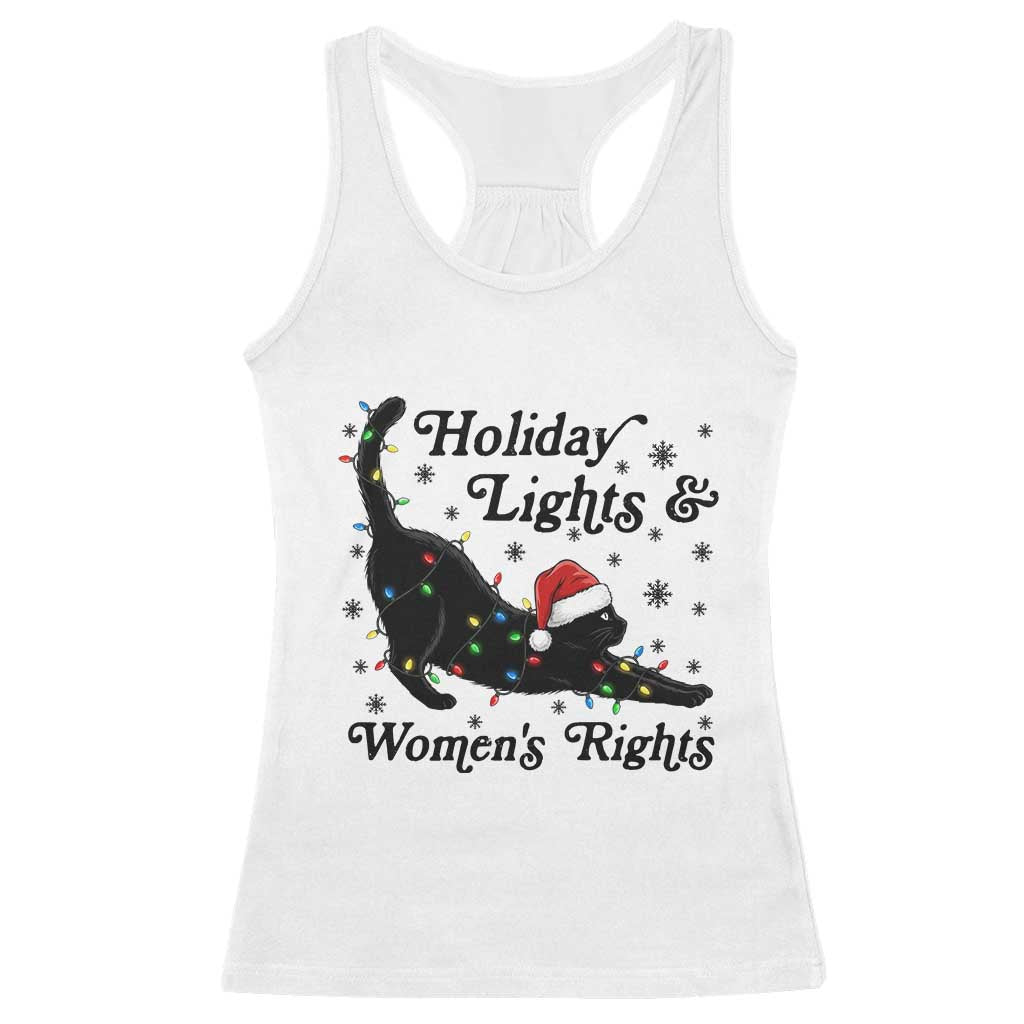 Sexy Cat Holiday Lights Womens Rights Supporter Racerback Tank Top Christmas Feminist Gift - Wonder Print Shop